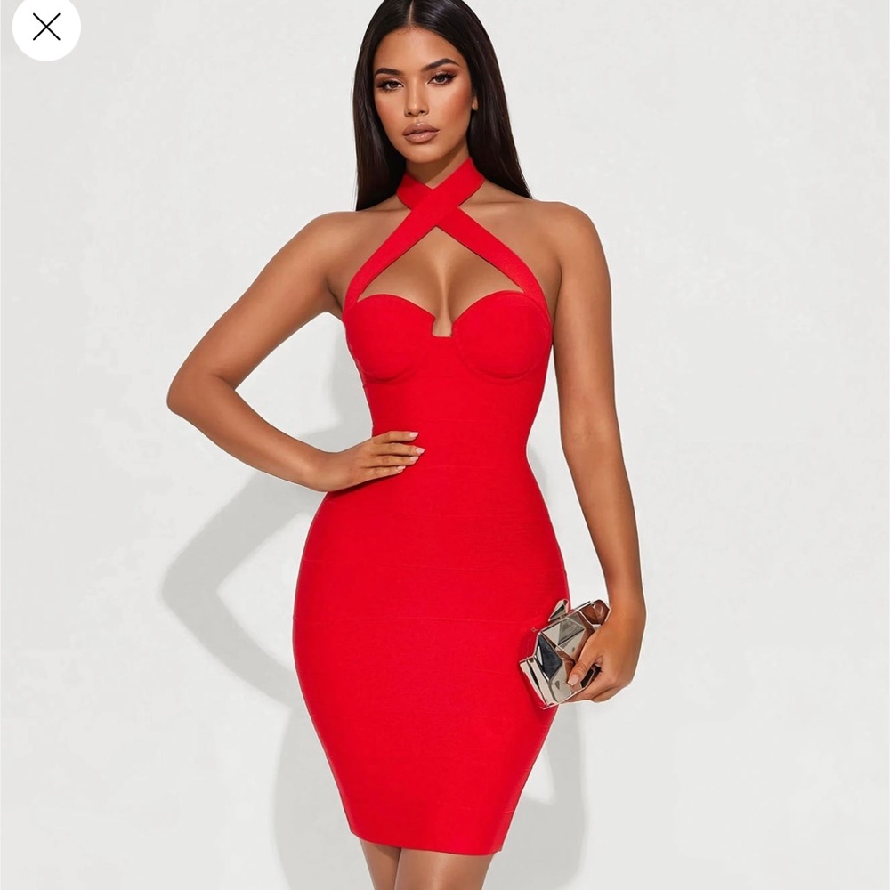 Elegant Red bandage Dress